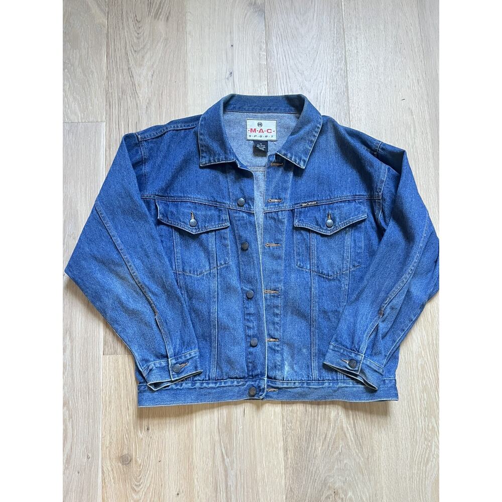 Vintage 90s MAC Sport Men's Blue Denim Retro Jean Jacket Button Front Medium